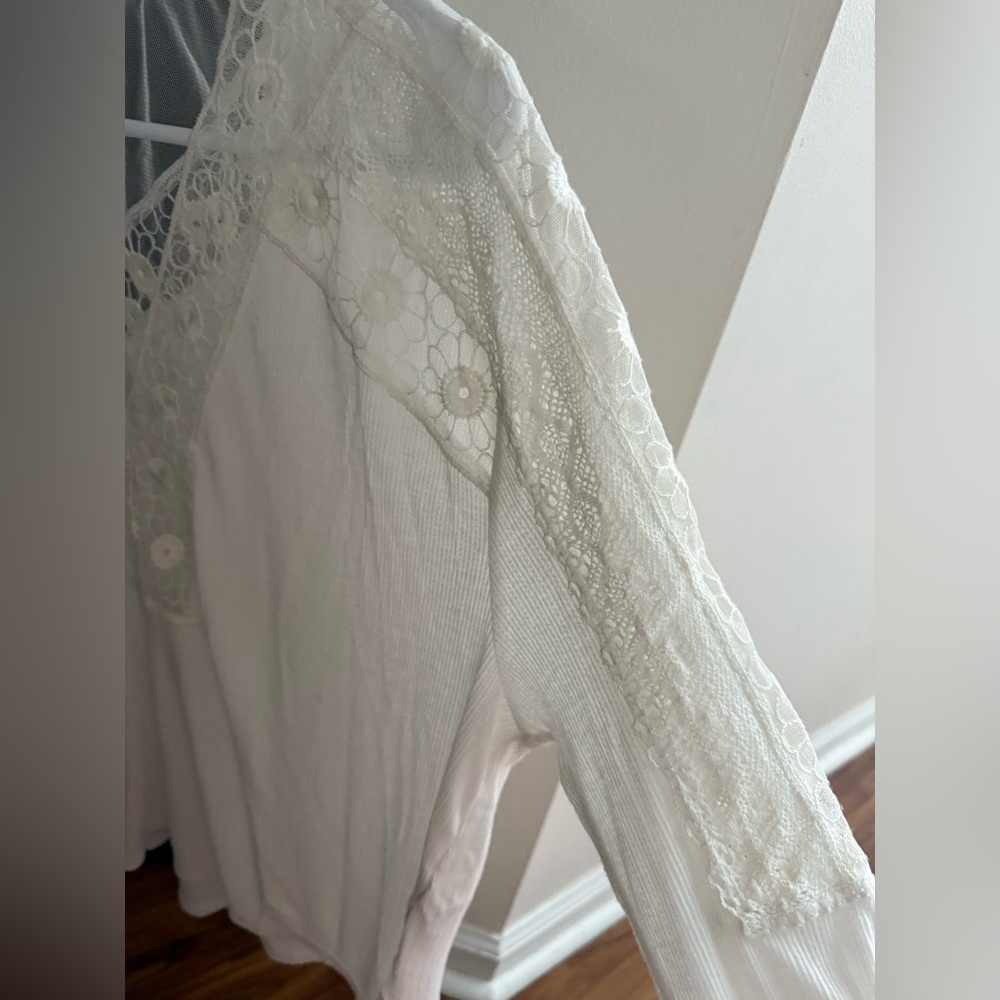 Free People White Lace Detail Top - Picture 4 of 8